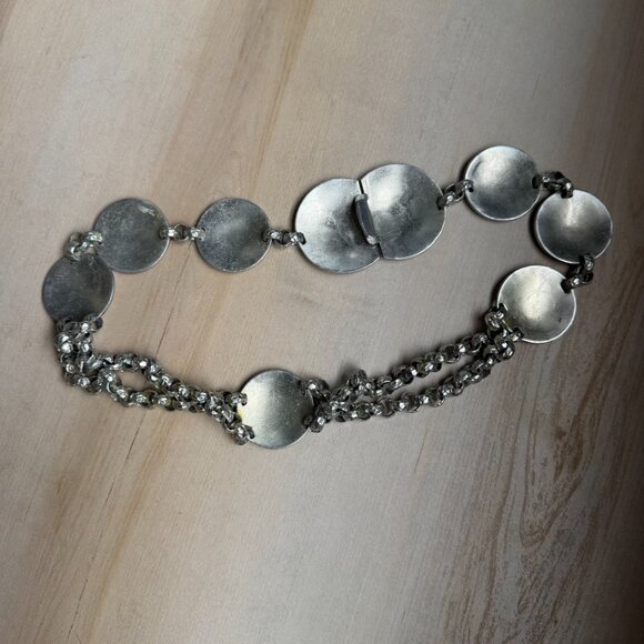 VTG 60s Silver Tone Rolo Link Disc Belt 29\